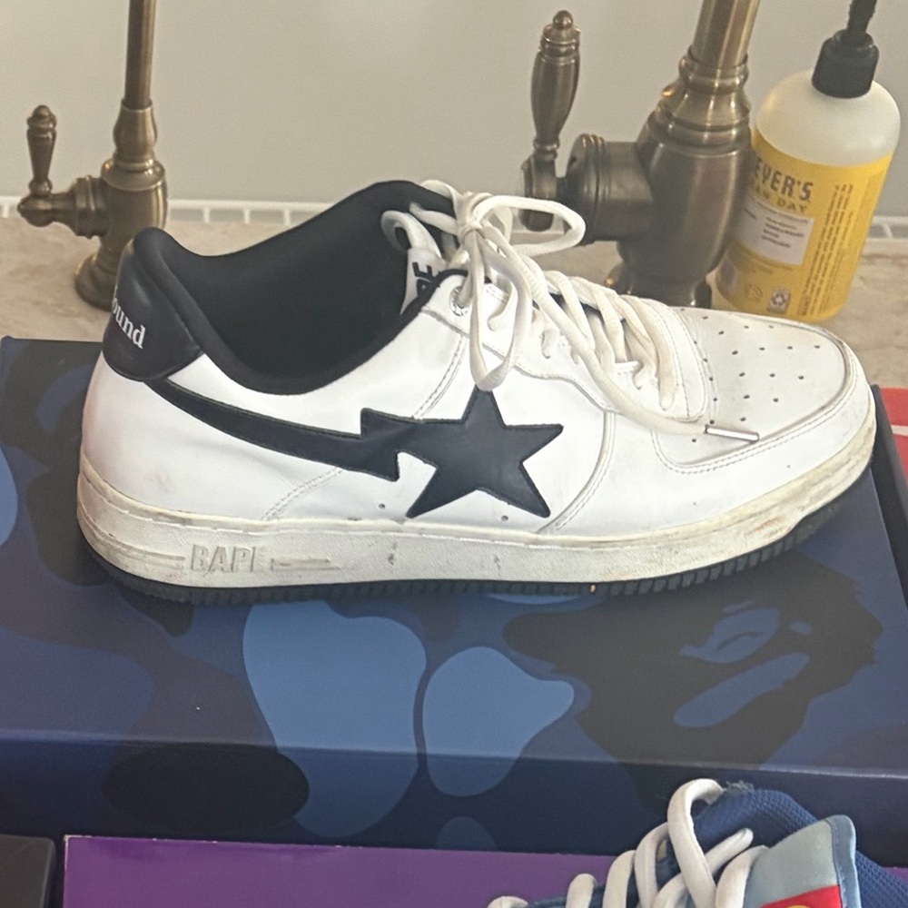 Bape White Sneakers with Black Star Accent
